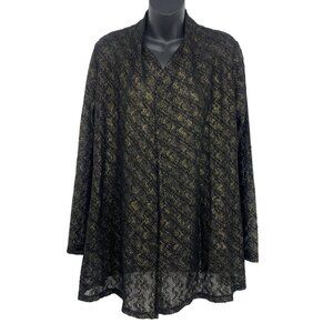 Susan Graver Women Open Front Cardigan Jacket Size Small S Navy Black Gold New